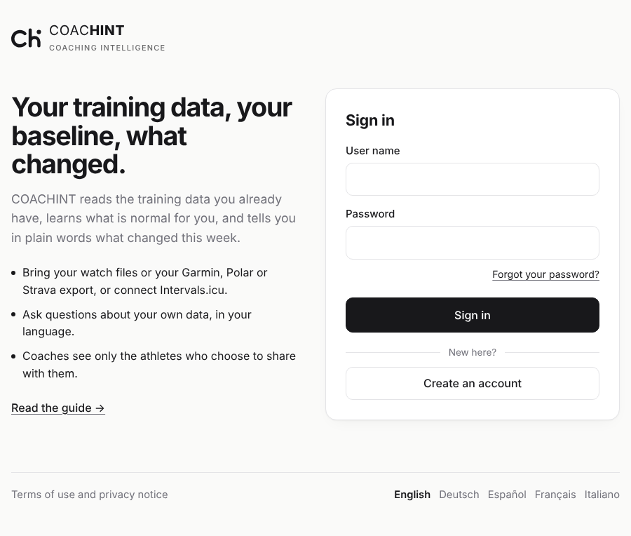 The sign-in page